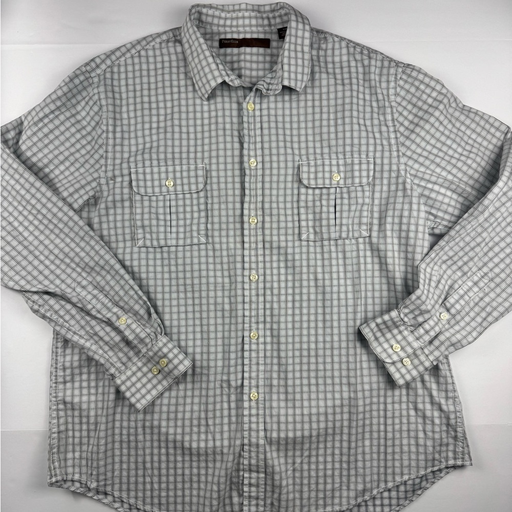 Perry Ellis Gray Checkered Button-Down Shirt size xxl